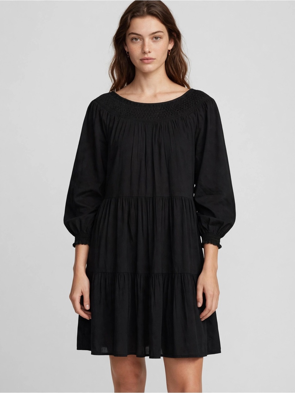 Old Navy Black Tiered Long-Sleeve Girls Dress